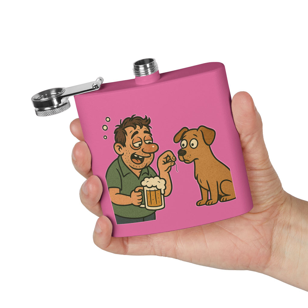 Humorous Stainless Steel Flask, Funny Gift for Dog Lovers, Party Accessory, Adventure Flask, Personalized Drinking Flask