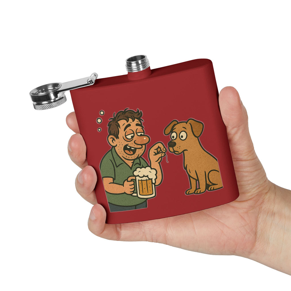 Humorous Stainless Steel Flask, Funny Gift for Dog Lovers, Party Accessory, Adventure Flask, Personalized Drinking Flask