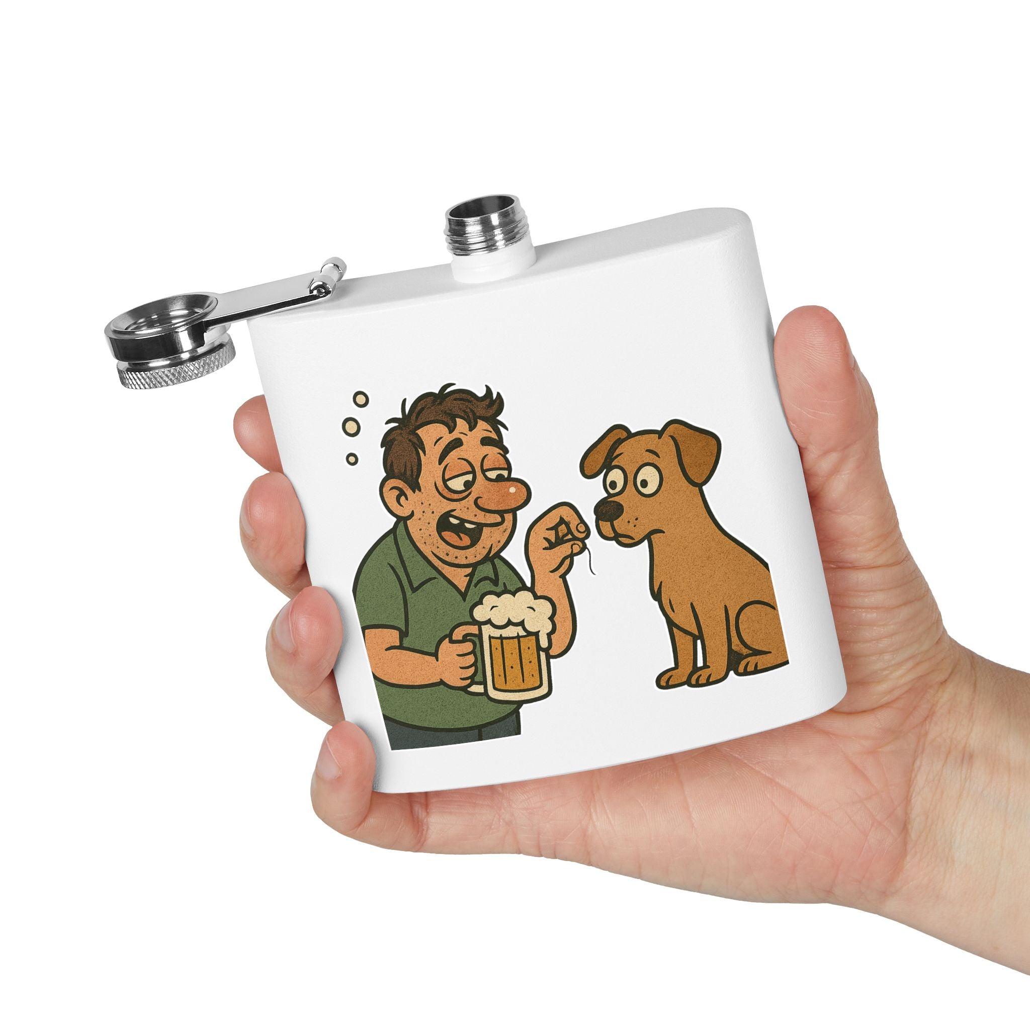 Humorous Stainless Steel Flask, Funny Gift for Dog Lovers, Party Accessory, Adventure Flask, Personalized Drinking Flask