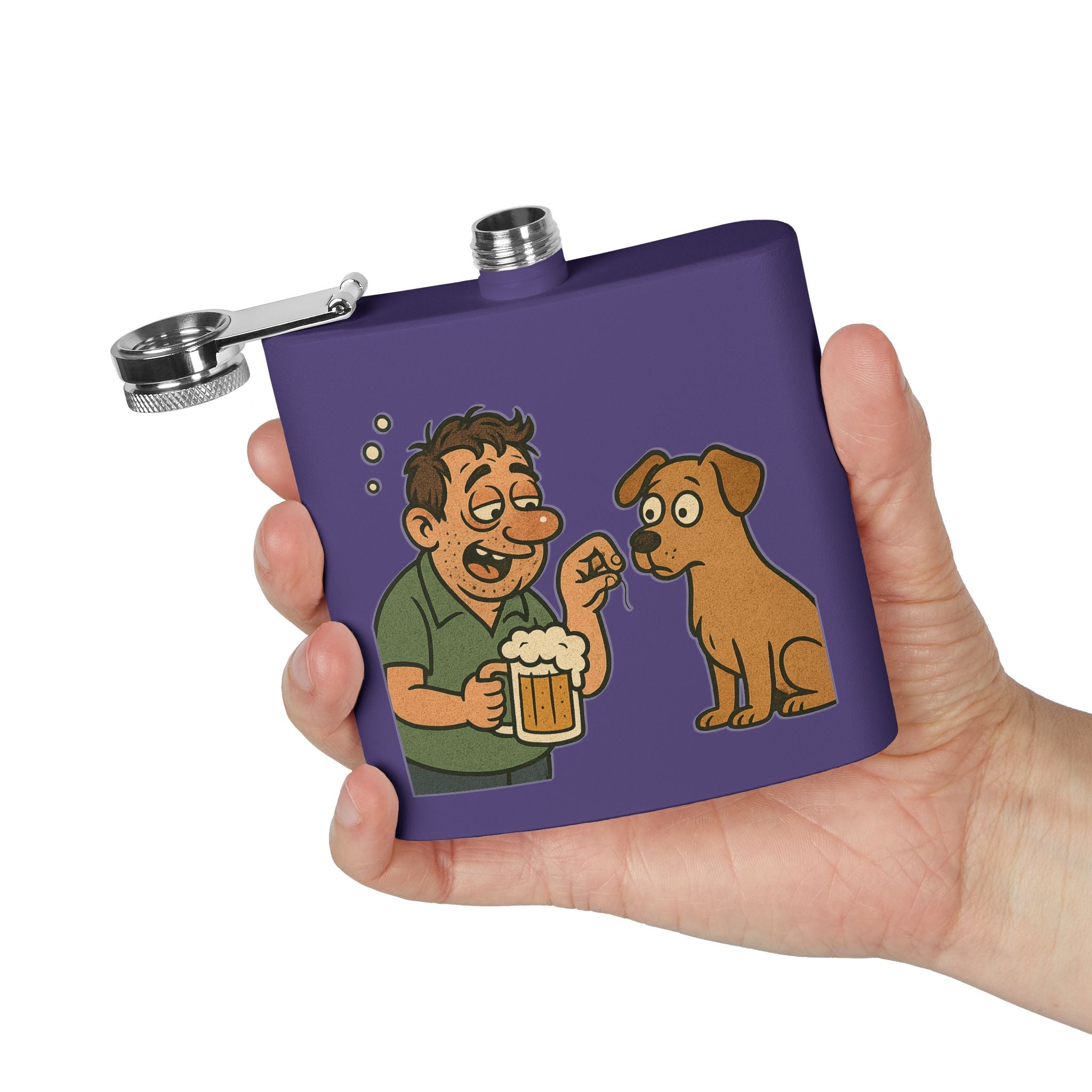 Humorous Stainless Steel Flask, Funny Gift for Dog Lovers, Party Accessory, Adventure Flask, Personalized Drinking Flask