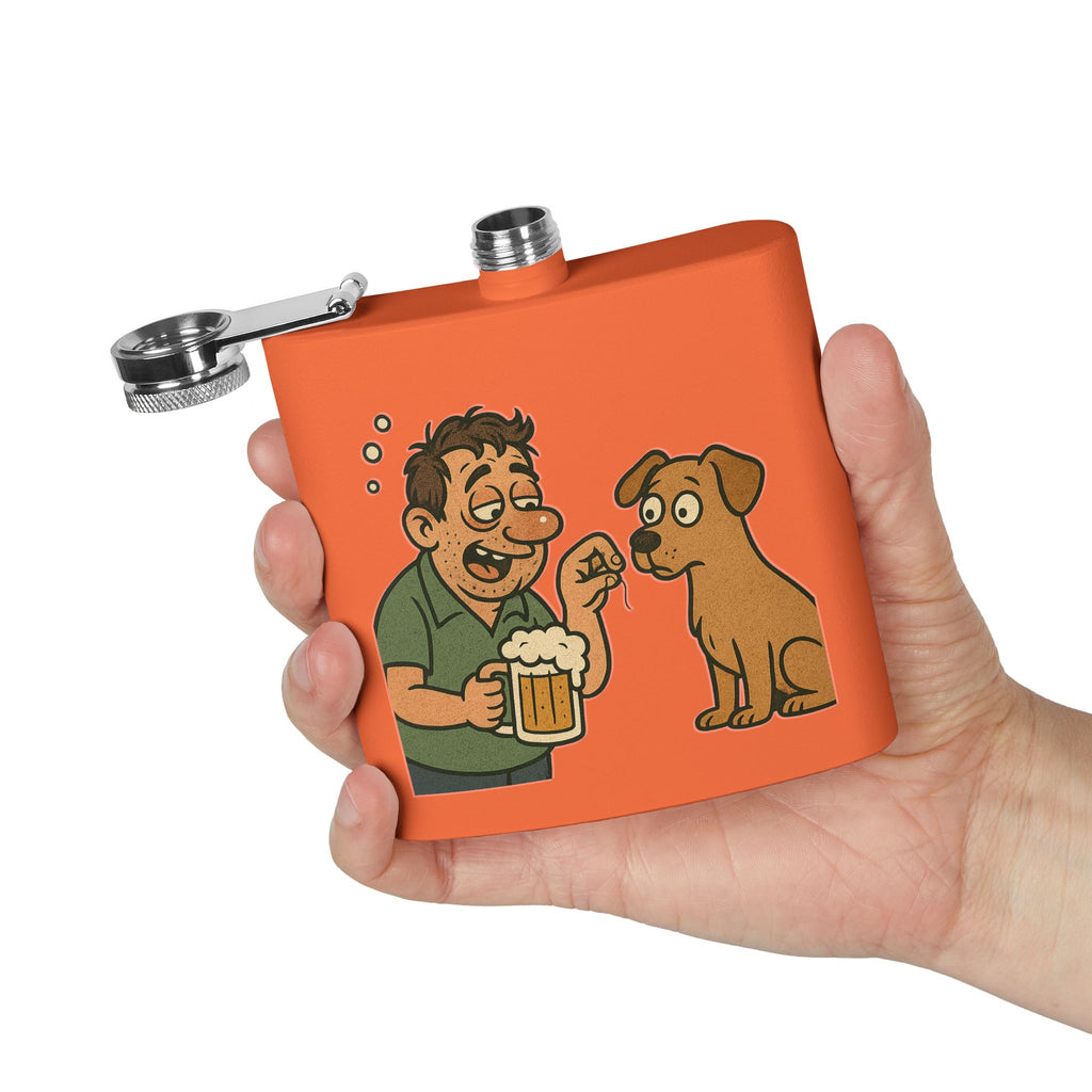 Humorous Stainless Steel Flask, Funny Gift for Dog Lovers, Party Accessory, Adventure Flask, Personalized Drinking Flask