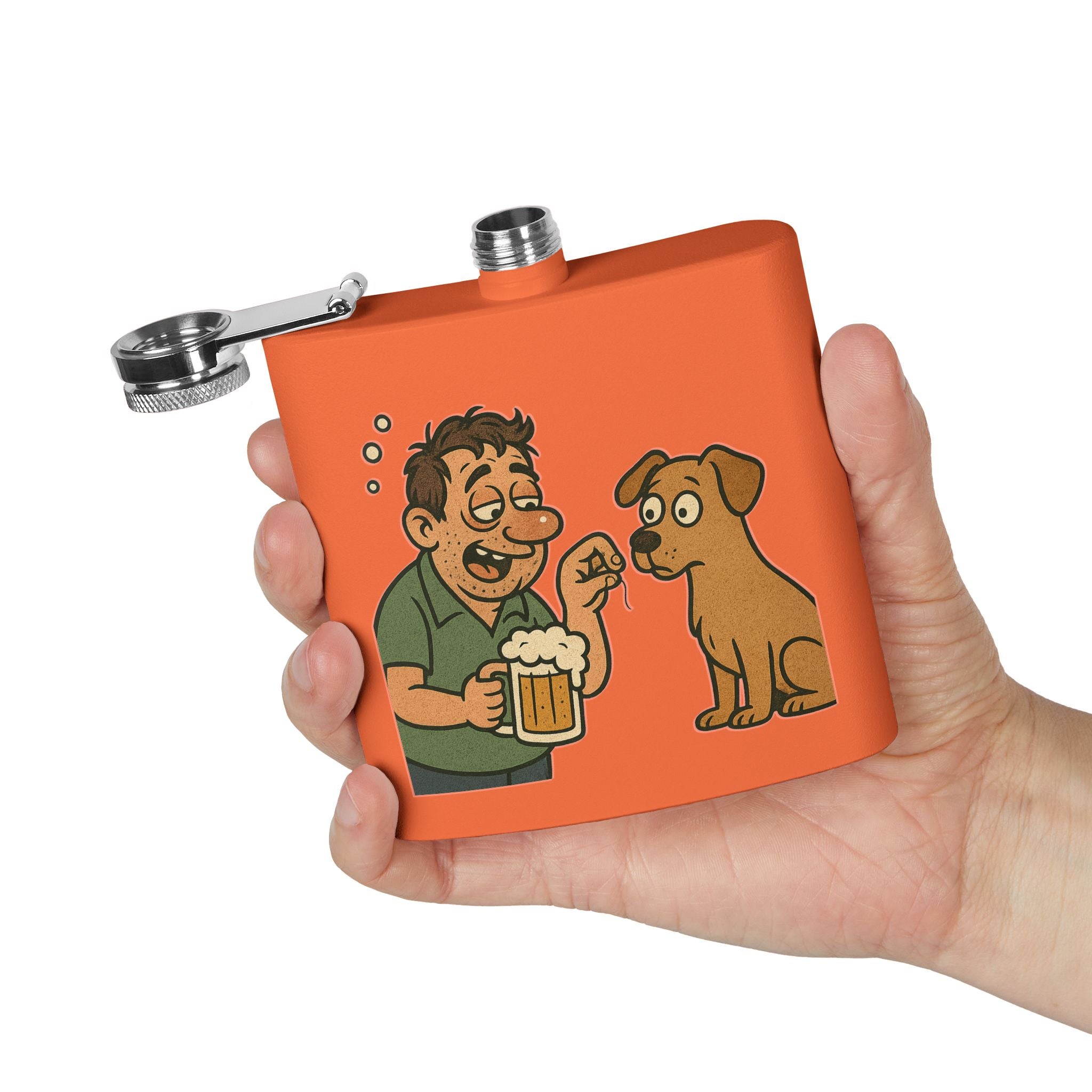 Humorous Stainless Steel Flask, Funny Gift for Dog Lovers, Party Accessory, Adventure Flask, Personalized Drinking Flask