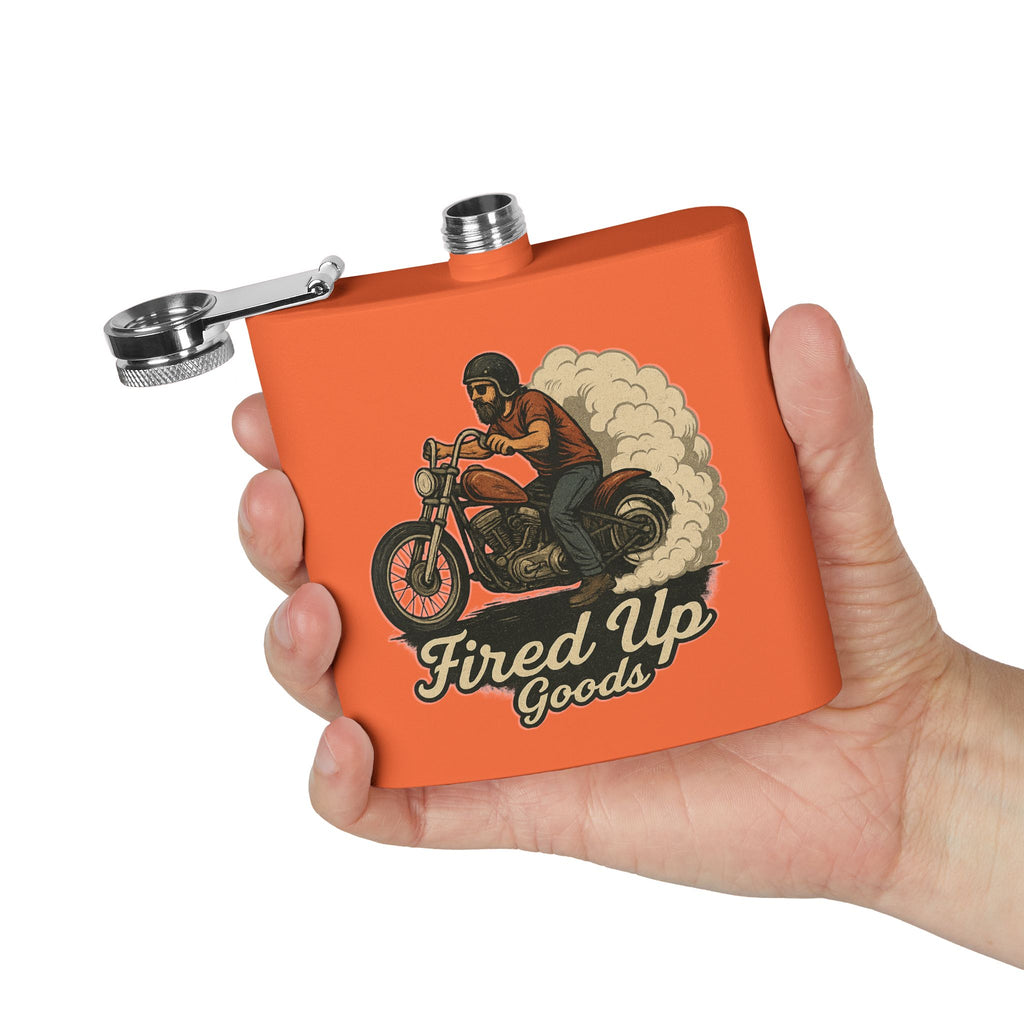 Biker Flask, Adventure Fuel for Riders, Perfect Gift for Men, Birthday, Groomsmen, Camping, Tailgating