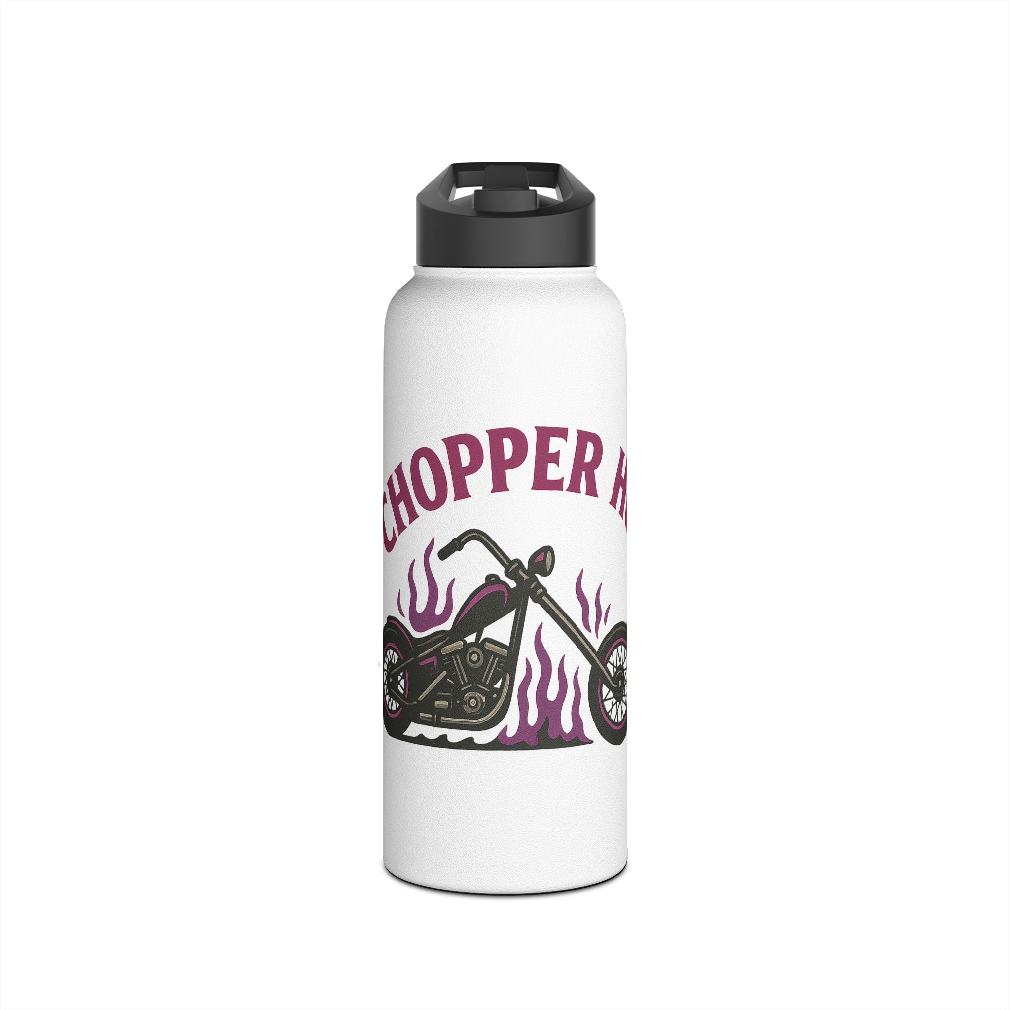 Chopper Hoe Stainless Steel Water Bottle | Cool Motorcycle Gear, Gift for Bikers, Travel Hydration Flask, Unique Outdoor Accessory