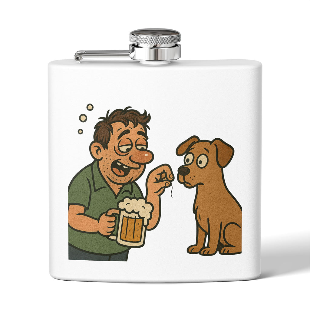 Humorous Stainless Steel Flask, Funny Gift for Dog Lovers, Party Accessory, Adventure Flask, Personalized Drinking Flask