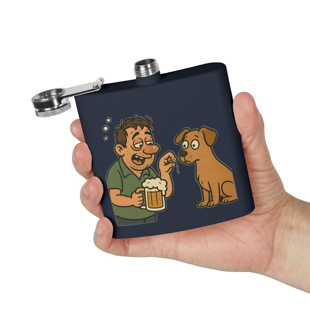 Humorous Stainless Steel Flask, Funny Gift for Dog Lovers, Party Accessory, Adventure Flask, Personalized Drinking Flask