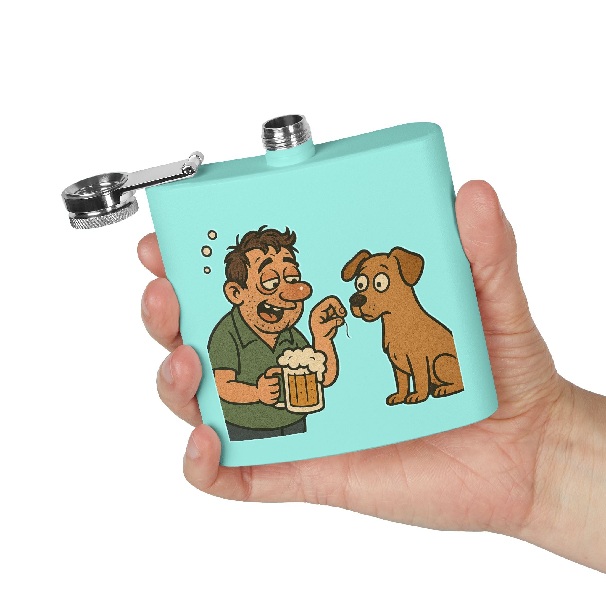 Humorous Stainless Steel Flask, Funny Gift for Dog Lovers, Party Accessory, Adventure Flask, Personalized Drinking Flask
