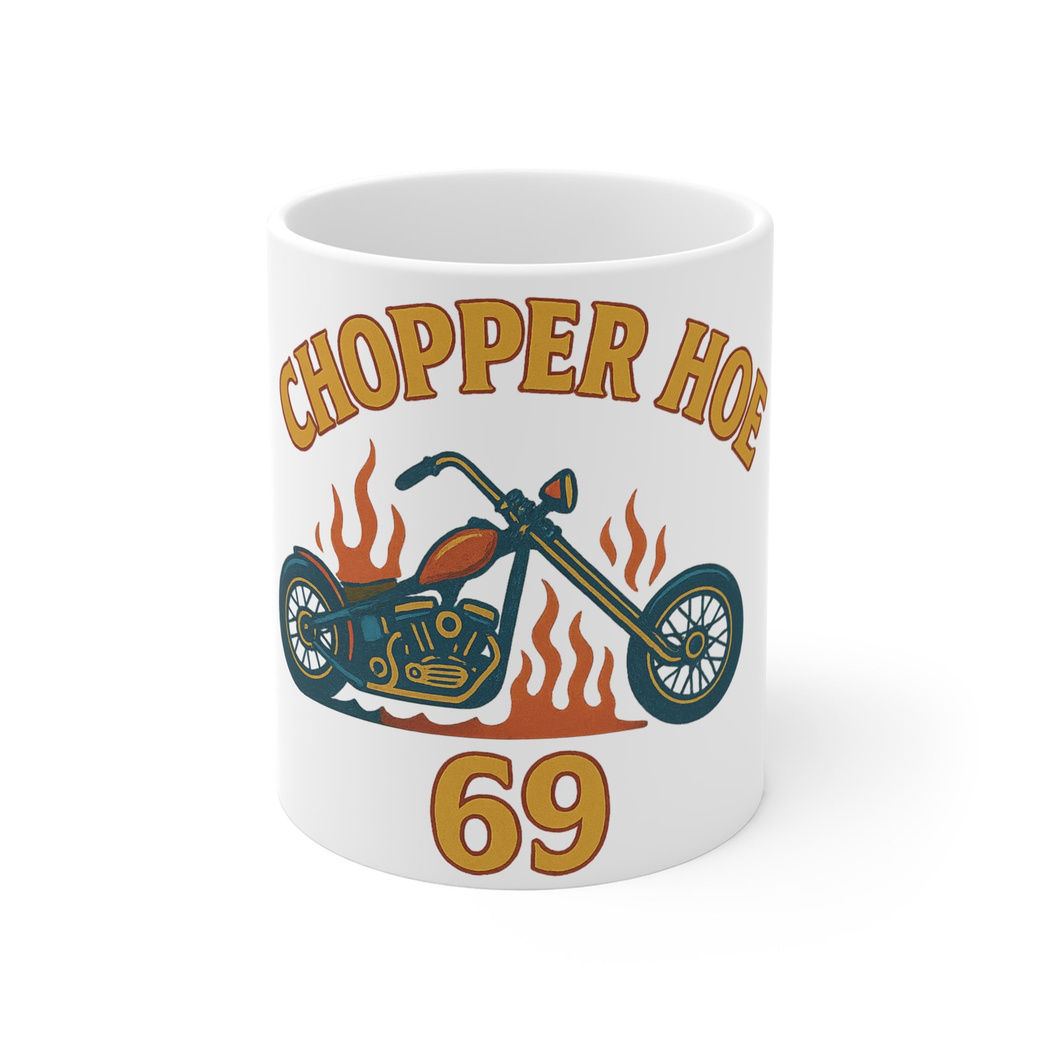 Chopper Hoe Mug, Custom Motorcycle Coffee Cup, Biker Gift, Vintage Style Drinkware, Perfect for Rides and Gatherings