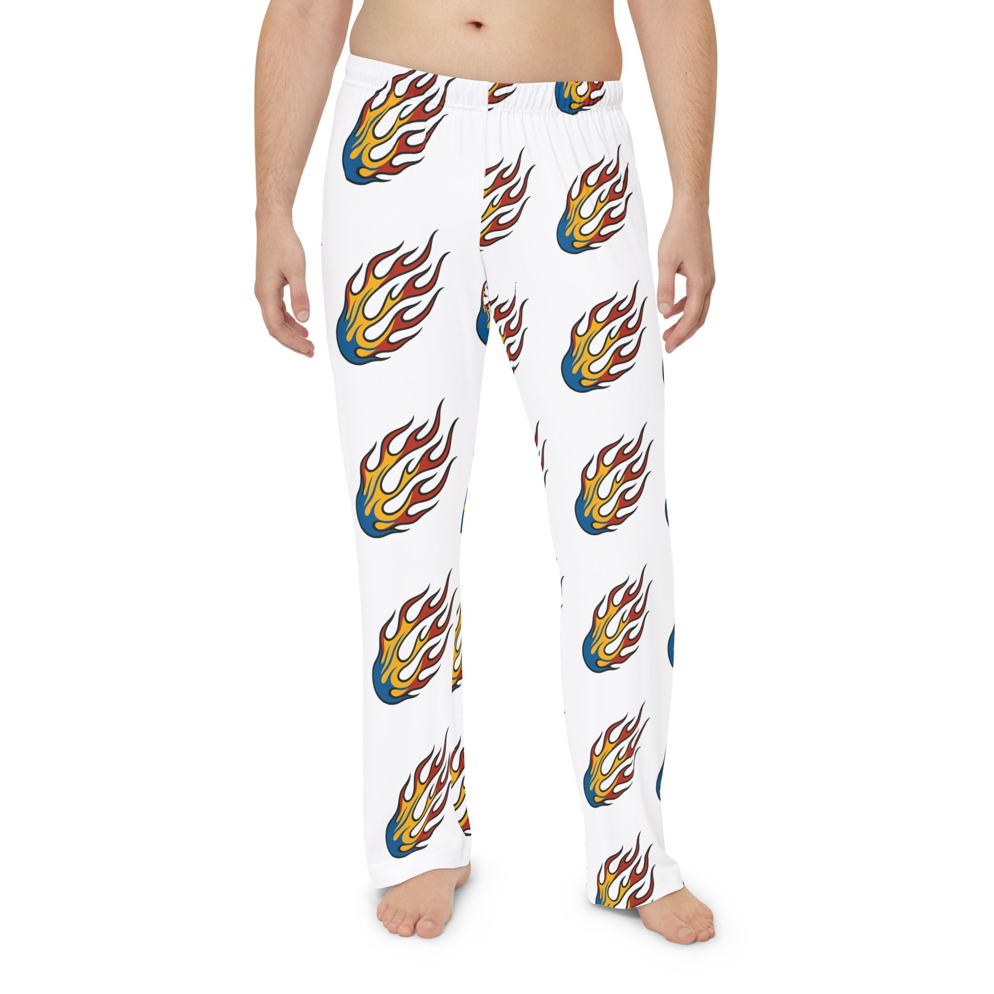 Flame Print Men's Pajama Pants, Cozy Loungewear, Hot Sleepwear, Gift for Him, Relaxation Wear
